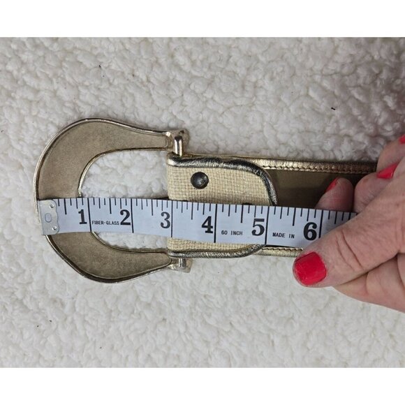 VTG 80s Leather Dress Belt by Dusty Baker Snakeskin Patchwork Lrg Silver Buckel - Picture 11 of 11